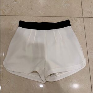 bebe White Shorts with Black Waistband and back zipper